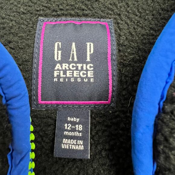 GAP Baby Arctic Fleece Reissue Black Neon Blue Green 2-Piece‎ Set 12-18 Months - Picture 2 of 3